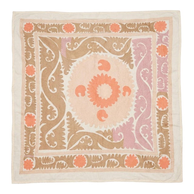 Suzani Wall Tapestry - Neutral Tan Uzbekistan Embroidery For Sale