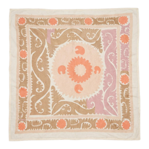 Suzani Wall Tapestry - Neutral Tan Uzbekistan Embroidery