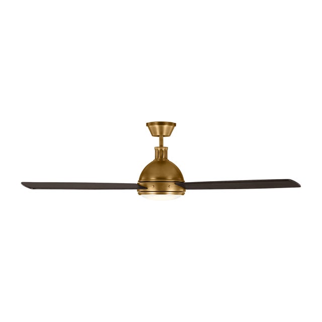 Traditional Thomas O'Brien by Visual Comfort Fan Hicks 60" LED Ceiling Fan in Hand Rubbed Antique Brass For Sale - Image 3 of 9