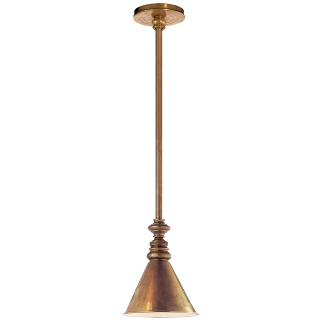 Boston Pendant in Hand-Rubbed Antique Brass with Mini Slant Shade Designer: Chapman & Myers Min. Custom Height: 14" O/A...
