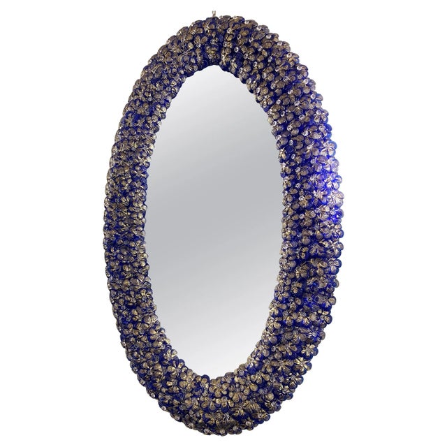 Murano Glass Oval Mirror For Sale - Image 9 of 9