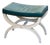 1950s Curule Stool With Teal Leather Seat For Sale