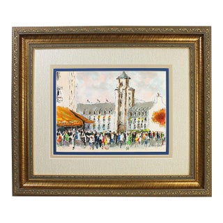 1990s Urbain Huchet Saint Germain Des Pres Lithograph Signed Framed For Sale