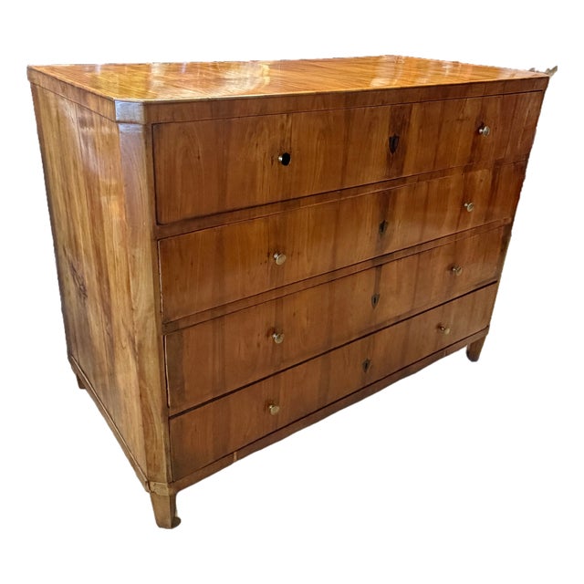 19th C Biedermeier Birch Secretaire Commode / Writing Chest For Sale