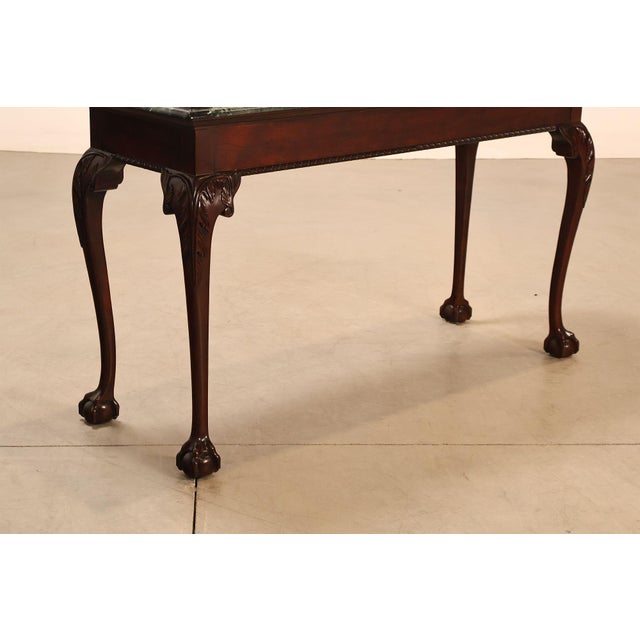 Brown Stickley Chippendale Style Marble Top Mahogany Sofa Table Console For Sale - Image 8 of 18