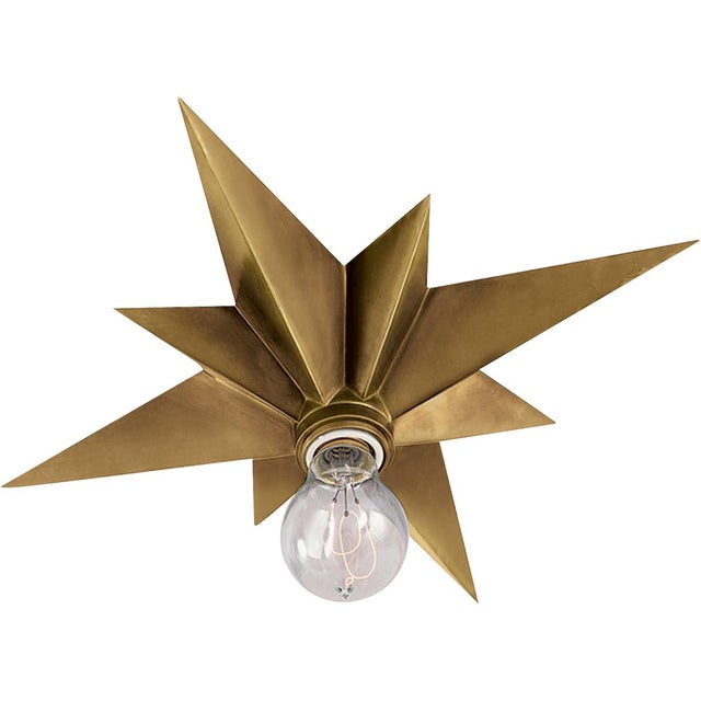 Transitional Eric Cohler for Visual Comfort Signature Star Flush Mount in Hand-Rubbed Antique Brass For Sale - Image 3 of 3