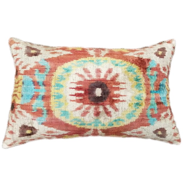 Contemporary Silk Uzbek Ikat Velvet Hand Made Pillow Cushion For Sale - Image 3 of 3