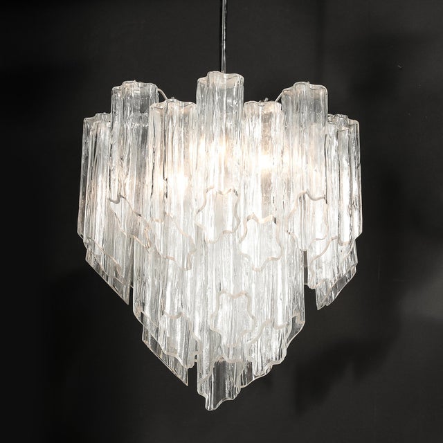 Mid-Century Modernist Hand-Blown Murano Angular Tronchi Glass Chandelier For Sale - Image 12 of 18