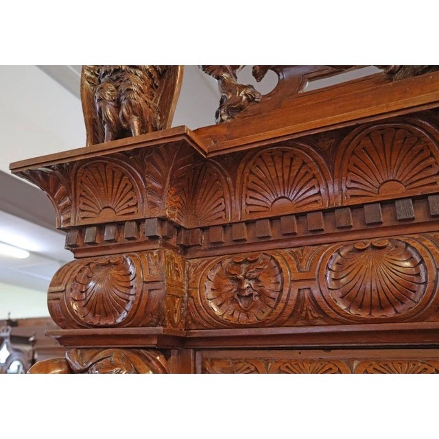 19th Century Renaissance Revival Atlas Walnut Figural Curio China Cabinet For Sale - Image 12 of 18