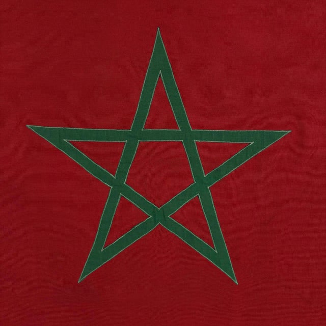 African Vintage Cotton Flag of Morocco With Sewn Star For Sale - Image 3 of 6