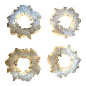 1920s Sabino Opalescent Art Glass Bird Wreath Napkin Rings