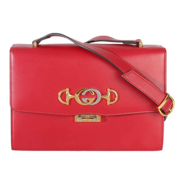 Red Smooth Calfskin Small Zumi Shoulder Flap Bag For Sale