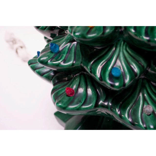 Vintage Ceramic Illuminated Textured Christmas Tree For Sale - Image 9 of 13