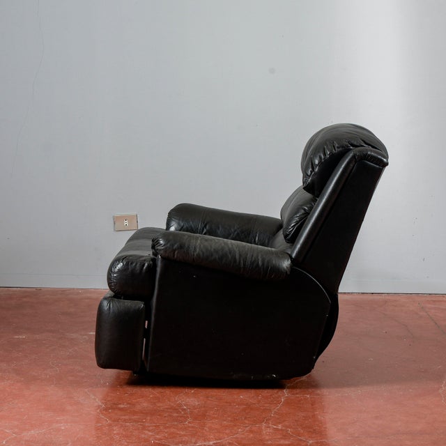 Reclining Black Leather Armchair For Sale - Image 14 of 18