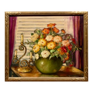 Olivia Pennington (American, 20th Century), Still Life, Oil on Canvas in Plein Air Frame For Sale