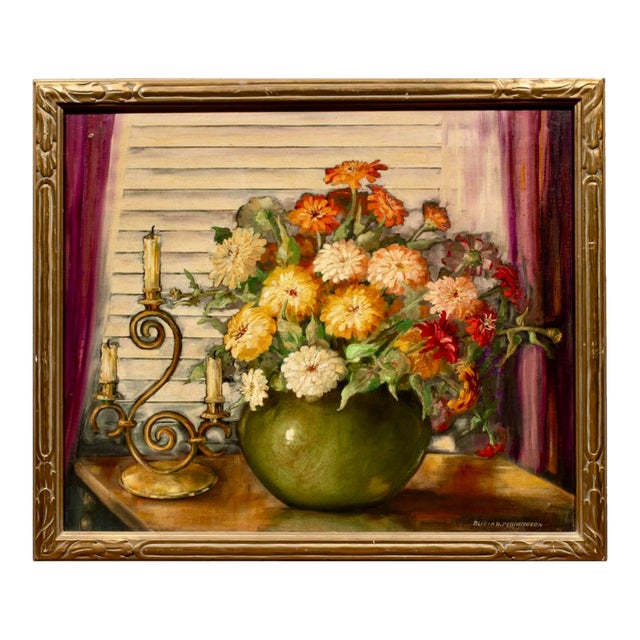 Olivia Pennington (American, 20th Century), Still Life, Oil on Canvas in Plein Air Frame For Sale