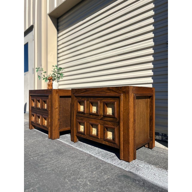1970s Mid Century Vintage Brutalist Nightstands Pair For Sale - Image 5 of 5