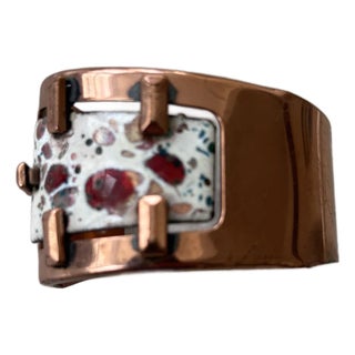 Matisse Mid Century Modern Copper a Enameled Bracelet Cuff For Sale