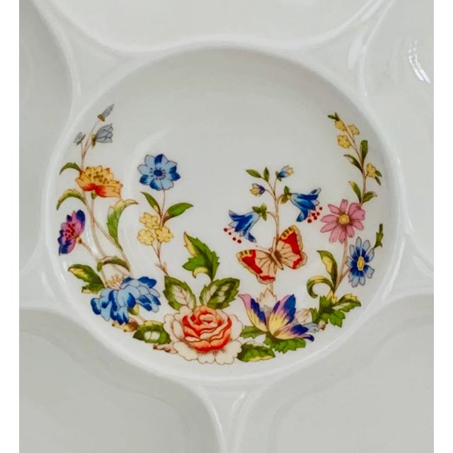 John Aynsley Vintage English Traditional Aynsley Butterflies Cottage Garden Platters Crudités Fine Bone China Dishes - Set of 2 For Sale - Image 4 of 13