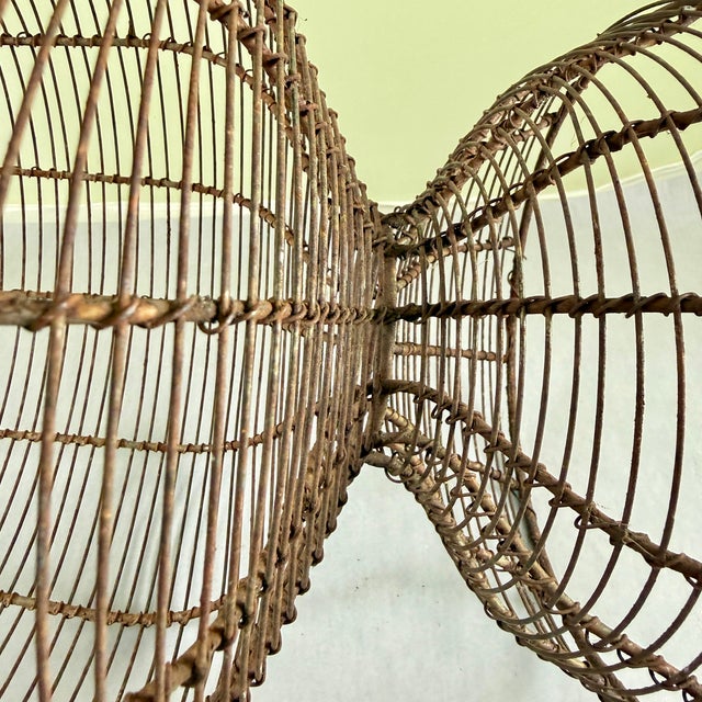 Metal Antique French Large Pedestal Urn Hand Made Black Twisted Wire Basket, Late 19th For Sale - Image 7 of 12