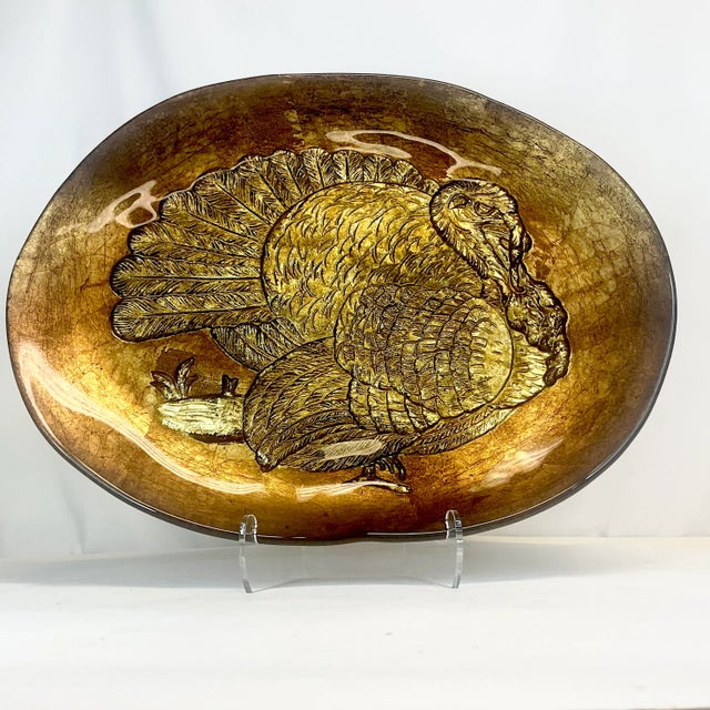 1980s Vintage Italian Venetian Boho Chic Hand Blown Glass Thanksgiving Turkey Platter. For Sale - Image 11 of 11