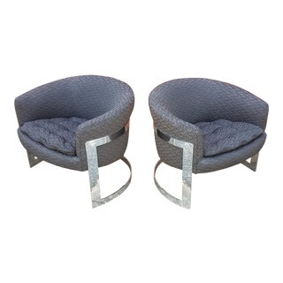 Mid Century Flair for Bernhardt Chrome Club Chairs- a Pair For Sale