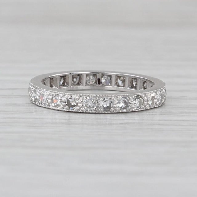Vintage 0.72ctw Diamond Eternity Band Platinum Size 6.5 Anniversary Wedding Ring For Sale In Greensboro - Image 6 of 7