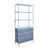 Contemporary Matthew Izzo Home Flynn Light Blue Grasscloth and Matte Lacquer Bamboo Profile Three Drawer Open Shelf Etagere With Acrylic and Brass Bar Handles For Sale - Image 3 of 10
