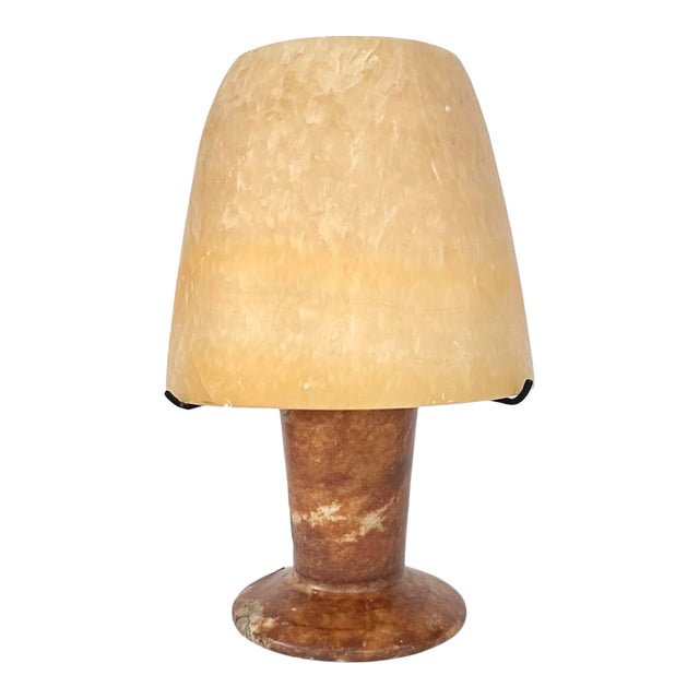 Petite Vintage Italian Alabaster Mushroom Table Lamp For Sale