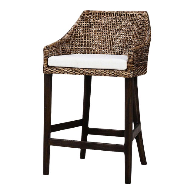 Coastal Rattan Counter Stool For Sale