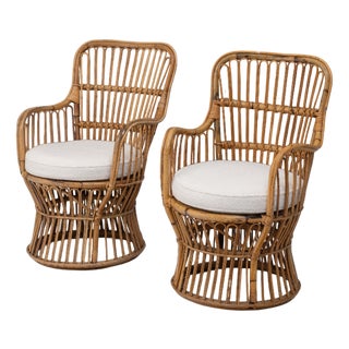 Vintage Cane Armchairs, 1960, Set of 2 For Sale