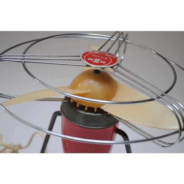 Small Vintage Italian Modern Red Table/Wall-Mounted Fan by Msm Milano For Sale - Image 11 of 12