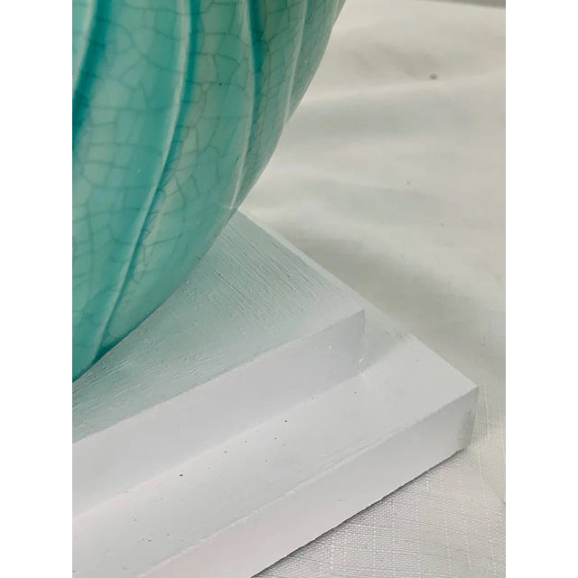 Large Crackle Porcelain Nautilus Shell Lamp For Sale In West Palm - Image 6 of 12