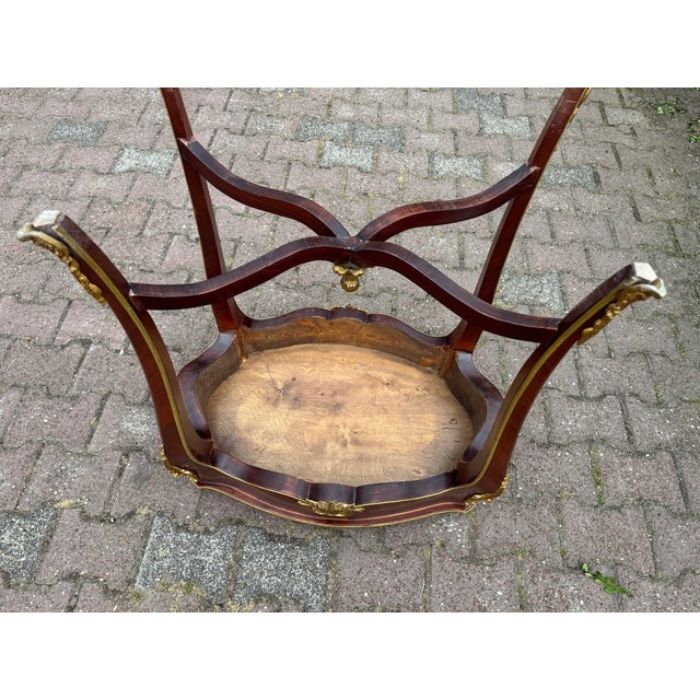 1900s French Louis XVI Mahogany Marble Side Table For Sale - Image 11 of 17