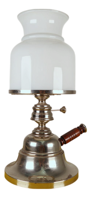Vintage Table Lamp with Metal Base and Opal Glass Shade