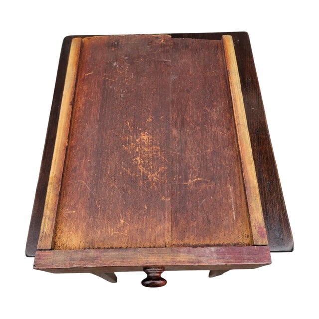 19th C Sheraton Walnut Side Table Pegged Tapered Legs New England Antique For Sale - Image 12 of 12