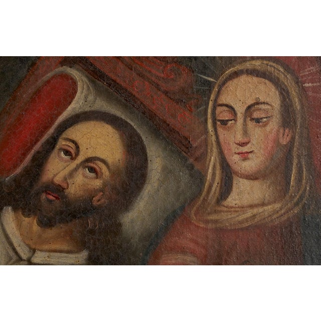 19th Century Spanish Colonial Cuzco School Paintings, John the Baptist & Death of Joseph - Set of 2 For Sale - Image 12 of 13