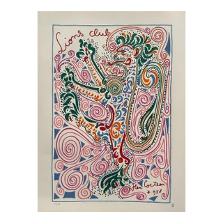 1958 Jean Cocteau Lions Club Lithograph For Sale