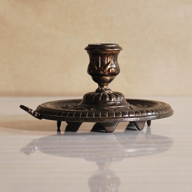 Black French Art Deco Patinated Bronze Candlestick, 1930s For Sale - Image 8 of 8