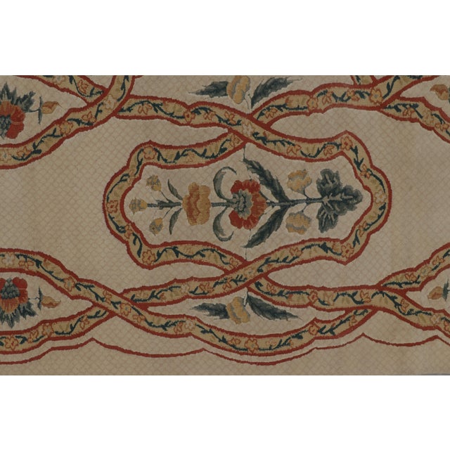 Textile Rug & Kilim’s Tudor Style Rug in Beige-Cream With Geometric and Floral Patterns For Sale - Image 7 of 9