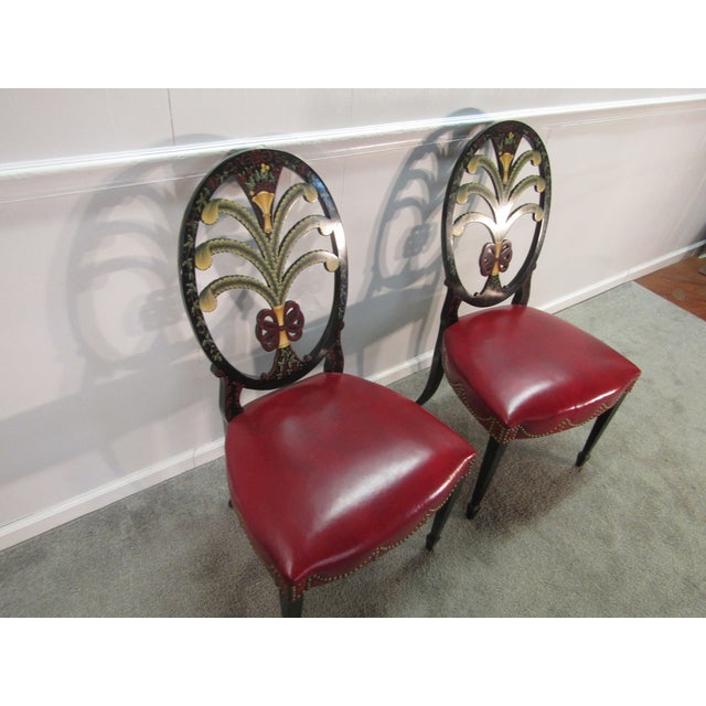Item: Karges Albert and Edwin collection pair of paint decorated chairs. Age: 1970's. Details: Beautiful hand paint...