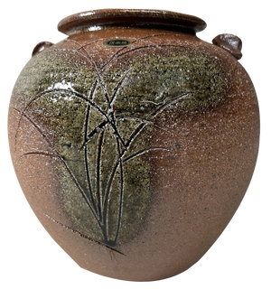 Shigaraki Yaki Ikebana Vase, Akiyama, Japan, 1960s