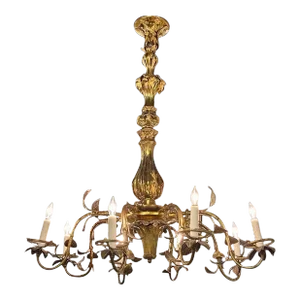 19th Century Italian Gilt Bronze 8 Light Chandelier