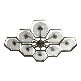 21st Century Hive Bronze Clear Bubbles Murano Flush Mount by Fabio LTD For Sale