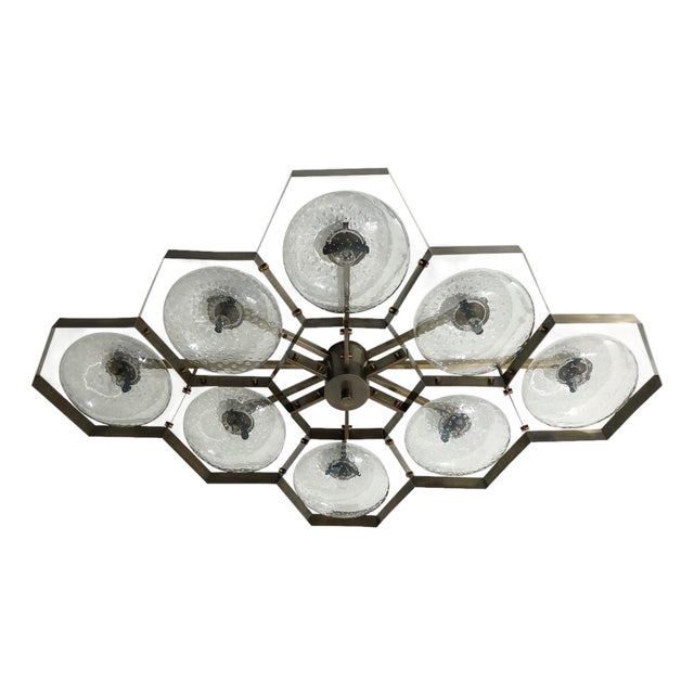 21st Century Hive Bronze Clear Bubbles Murano Flush Mount by Fabio LTD For Sale