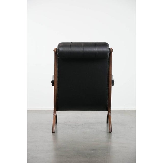 Black Cowhide Chesterfield Armchair For Sale - Image 4 of 15