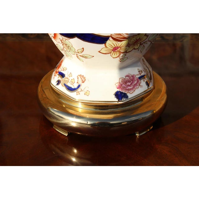 Mason's Ironstone Blue Mandalay Lamp on Brass Base For Sale - Image 11 of 12