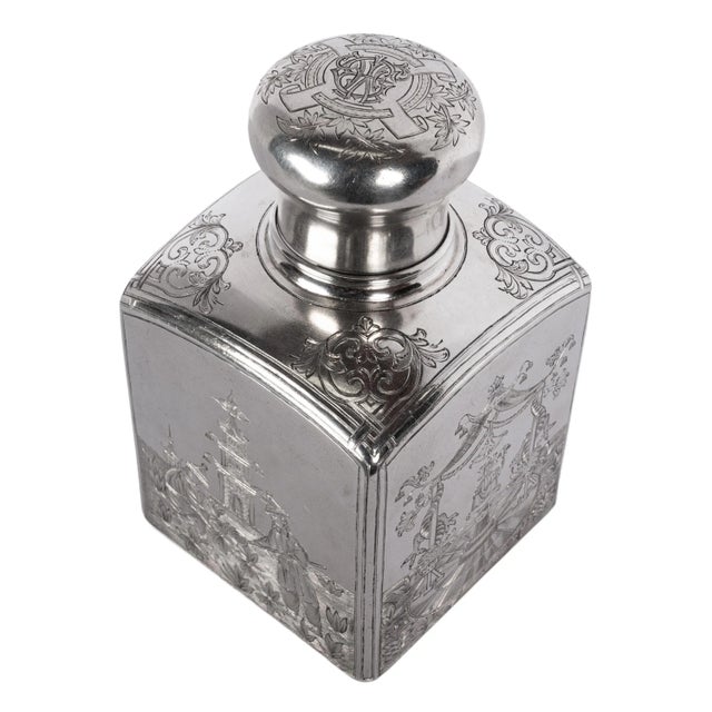 Metal Antique Russian Imperial Silver Chinoiserie Tea Caddy Gustav Klingert Moscow For Sale - Image 7 of 12