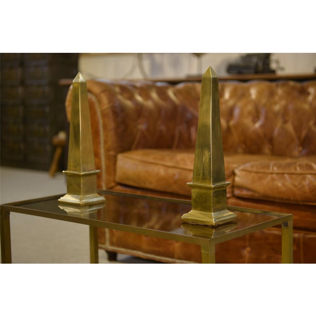 Gold Vintage Brass Obelisks, 1960s, Set of 2 For Sale - Image 8 of 8