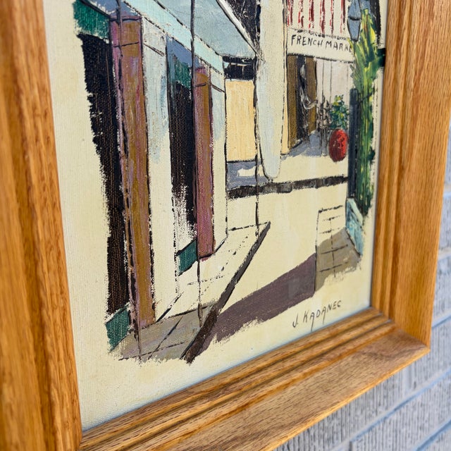 A charming original painting by American artist Joseph Kadanec, capturing the quiet elegance and architectural character...